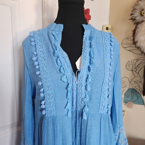 Vintage inspired boho blue hippie dress - Picture 4 of 6